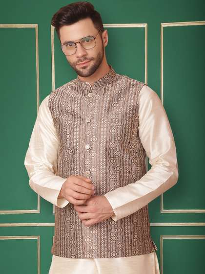 Jompers Woven Design Nehru Jacket