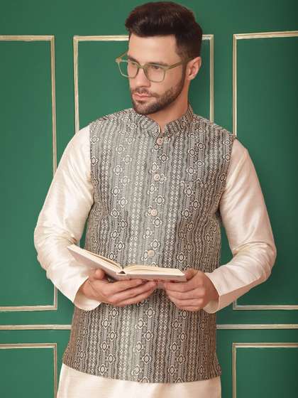 Jompers Woven Design Nehru Jacket