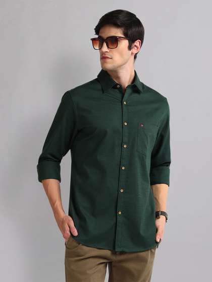 AD By Arvind Solid
                          Slim Fit Patterned Weave Shirt