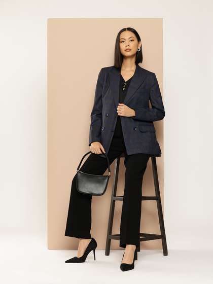 her by invictus
                          Checked Relaxed Fit Double Breasted Blazer