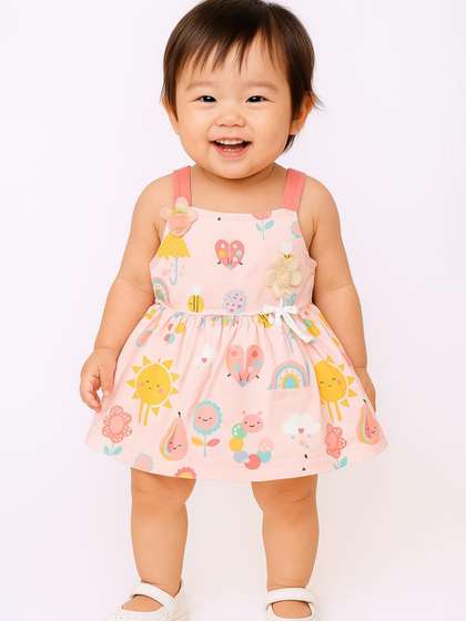 Babys Day Infant Girls
                    Print Pure Cotton Fit & Flare Dress