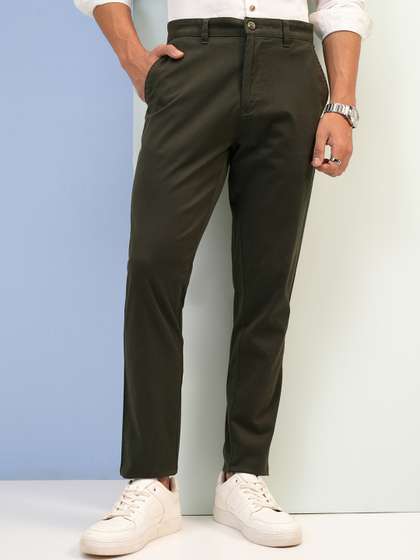HIGHLANDER Men Soft
                        Feel Twill Chino Tapered Fit Trousers