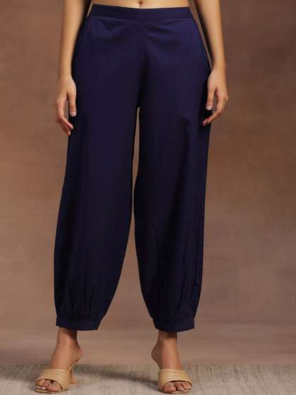 Libas Women Navy Blue Solid Salwar