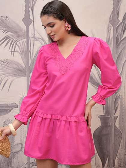 Vishudh Flared
                        Sleeve Drop-Waist Dress
