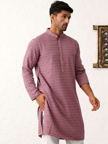 Jompers Ethnic
                        Motifs Embroidered Sequinned Mandarin Collar
                        Straight Kurta