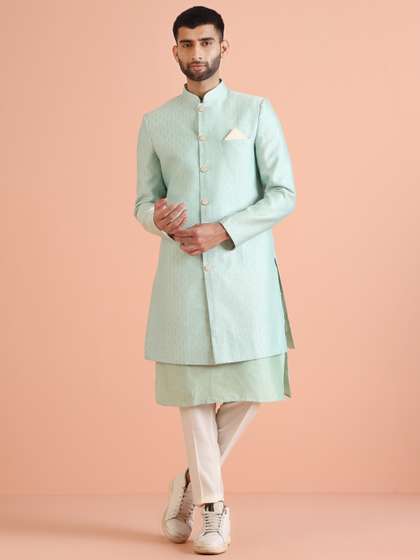 KISAH Men
                        Self-Design Front Slit Indowestern Sherwani