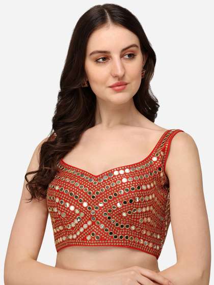 Fab Dadu Embroidered Sweetheart Silk Neck Blouse