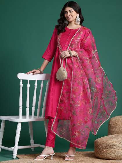 Sangria Panelled Sequined Kurta Set