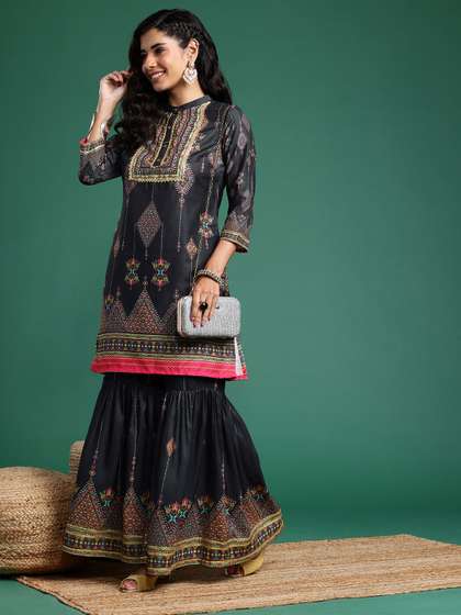 Sangria Printed Kurta with Sharara