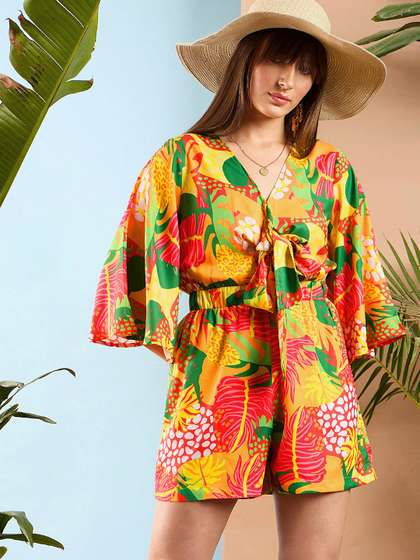 SASSAFRAS Floral
                          Printed V-Neck Playsuit
