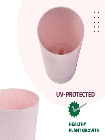 Kuber Industries Pink 6 Pieces Marble Finish Planters With Tray