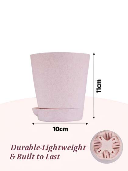 Kuber Industries Pink 6 Pieces Marble Finish Planters With Tray