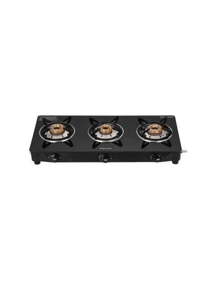 Bajaj Black UCX 3B Powder Coated Glasstop 3 Burner Gas Stove