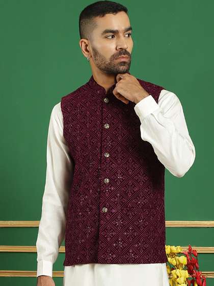 Jompers Sequined Velvet Nehru Jacket
