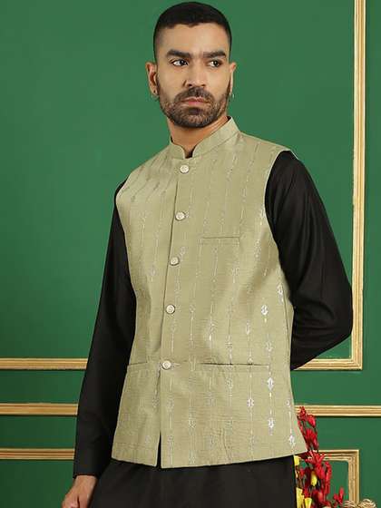Anouk Silk Cotton Nehru Jacket