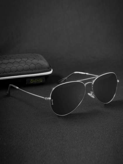 Eyewearlabs
                        Polarised and UV Protected Lens Unisex Metal
                        Black Aviator Sunglasses