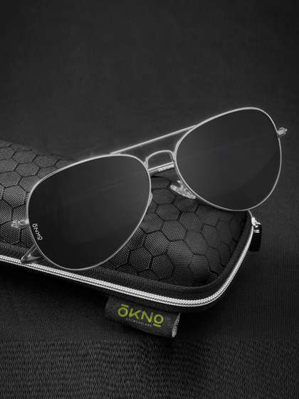 OKNO Polarised and
                        UV Protected Lens Unisex Metal Black Aviator
                        Sunglasses