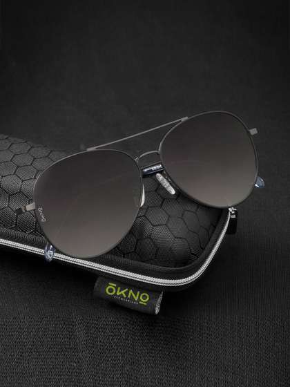 OKNO Polarised and
                        UV Protected Lens Unisex Metal Black Aviator
                        Sunglasses