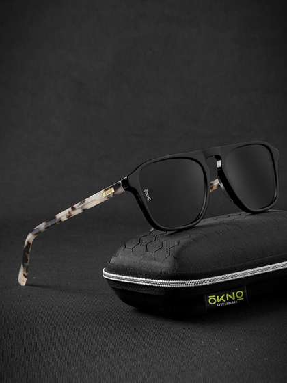OKNO Polarised and
                        UV Protected Lens Unisex Acetate Black Square
                        Sunglasses