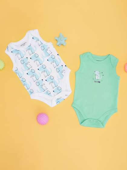 Pantaloons Baby Boys
                      Pack Of 2 Printed Pure-Cotton Bodysuit
