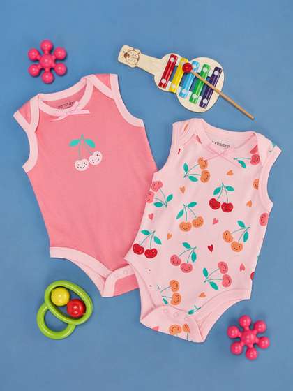 Pantaloons Baby Infant
                      Girls Pack Of 2 Printed Cotton Bodysuit
