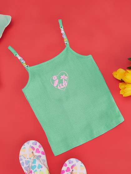 Pantaloons Junior
                      Girls Typography Printed Shoulder Straps Top