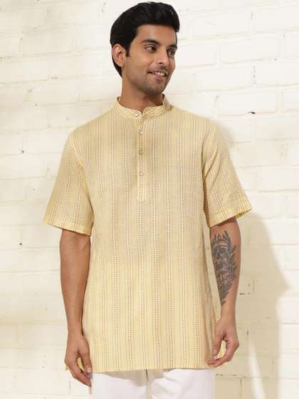 Fabindia Striped Mandarin Collar Kurta