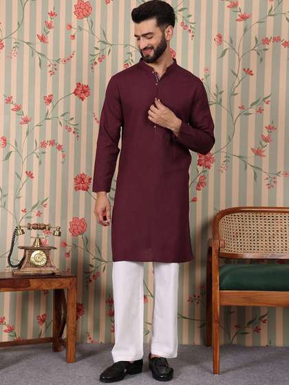 Ode by House of Pataudi Mandarin Collar Straight Kurta
