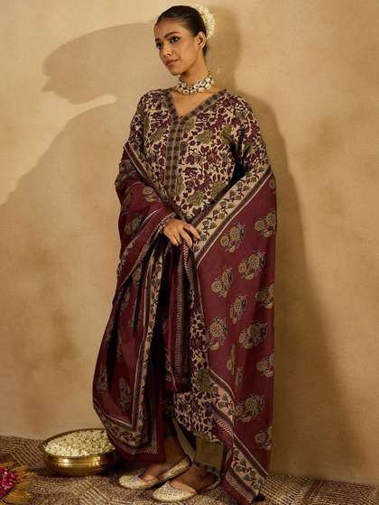 Indo Era Floral Printed Kurta Set