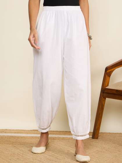WineRed Mid-Rise
                        Laced Pure Cotton Salwar