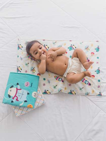 TIDY SLEEP Infants 3 Pcs
                    Printed Our Mission Diaper Pure Cotton Changing
                    Mats
