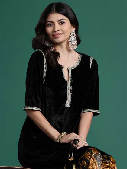 Sangria Women Velvet Gotta Patti Kurta with Salwar