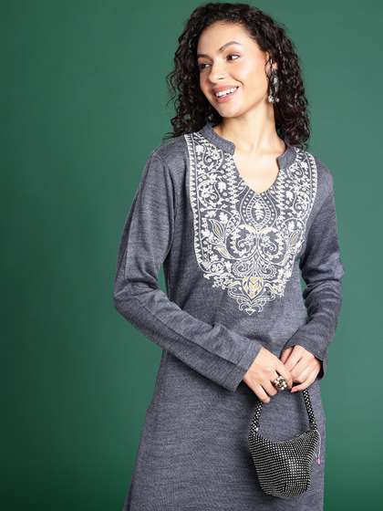 Sangria Printed Kurta With Trousers