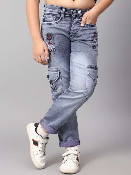 BAESD Boys Mid-Rise
                    Clean Look Heavy Fade Cargo Style Cotton Jeans