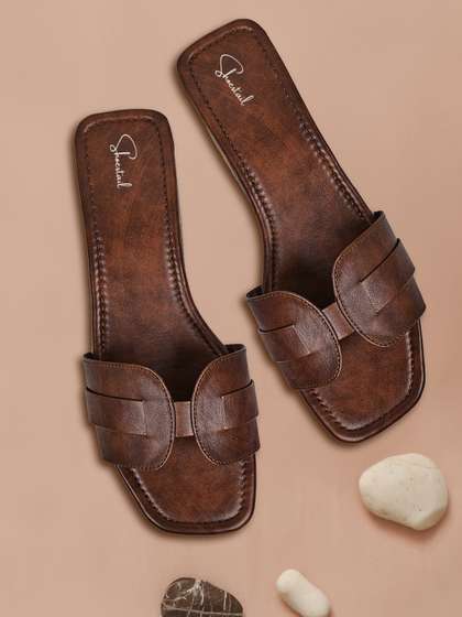 Shoestail Textured
                      Open Toe Flats