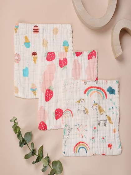 KICKS & CRAWL
                    Infants Pack Of 3 Printed Cotton Wash Cloths