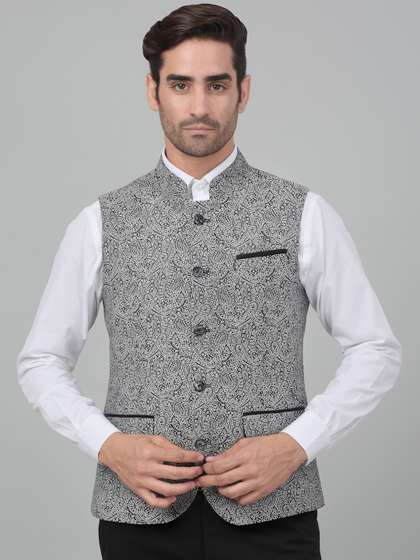 Cantabil Woven-Design Nehru Jacket