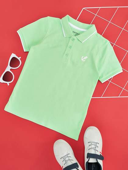 Pantaloons Junior Boys pure cotton v Neck Applique T-shirt