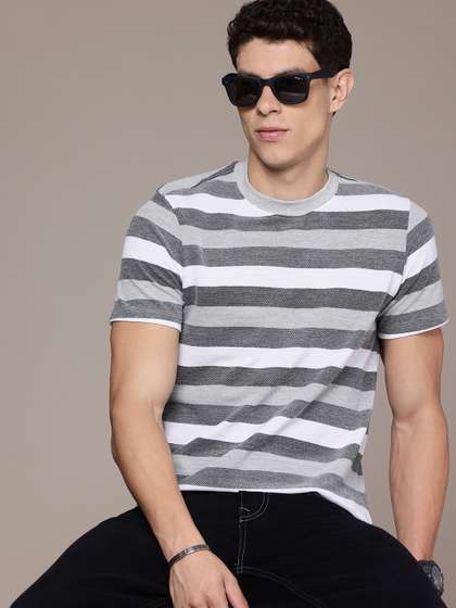 Price History of Roadster Men Striped T-shirt (S) by Myntra from - Main Image