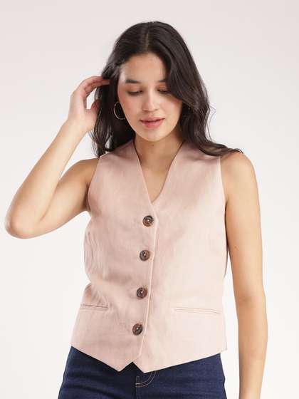 FableStreet V-Neck
                        Linen Waistcoat