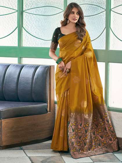Satrani Floral Zari
                        Silk Blend Fusion Saree
