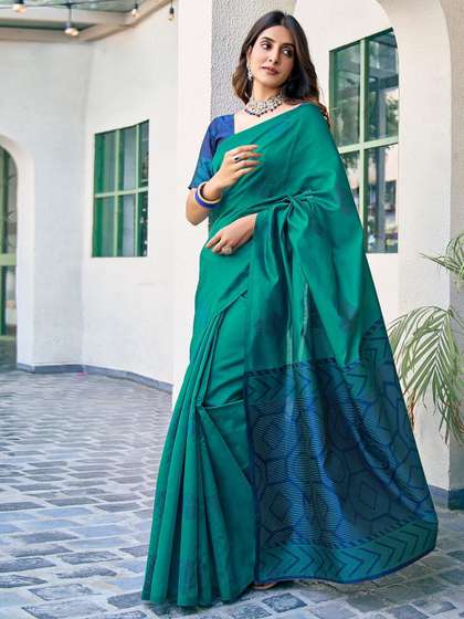 Satrani Woven
                          Design Zari Silk Blend Banarasi Saree