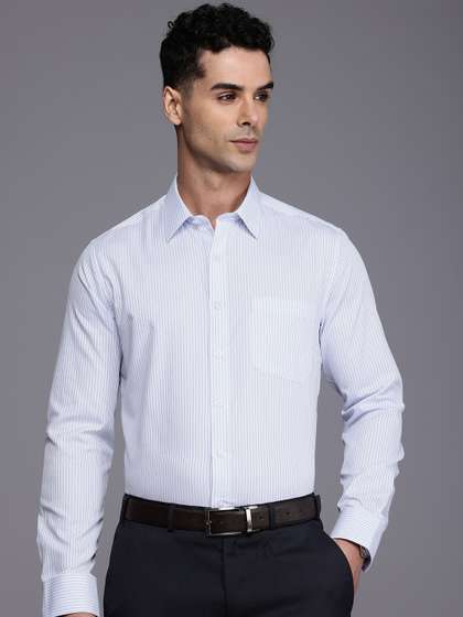 Louis Philippe Slim Fit Striped Pure Cotton Formal Shirt