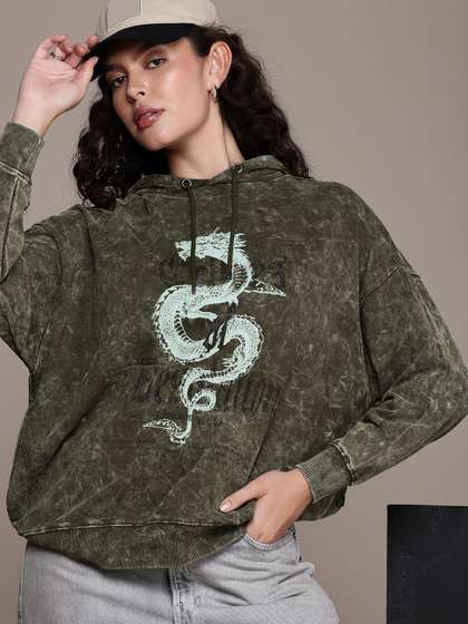 The Roadster Life
                        Co. Graphic Printed Hooded Pure Cotton
                        Sweatshirt