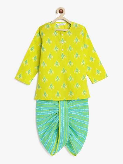 Campana Boys Ethnic
                    Motifs Printed Pure Cotton Straight Kurta With Dhoti
                    Pants