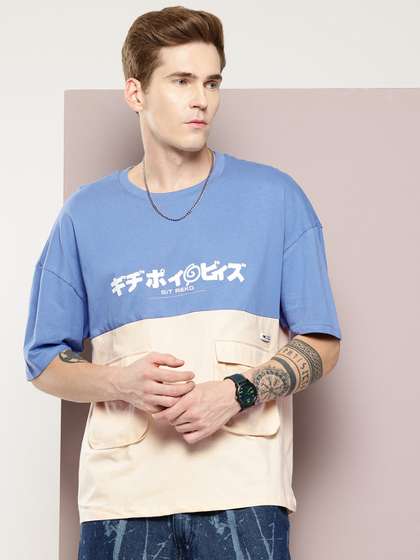 Kook N Keech Colourblocked Drop-Shoulder Sleeves Pure Cotton Oversized T-shirt