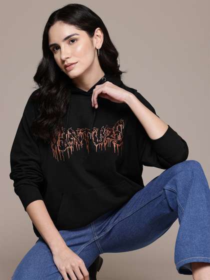 Graphic Print Longline Hoodie