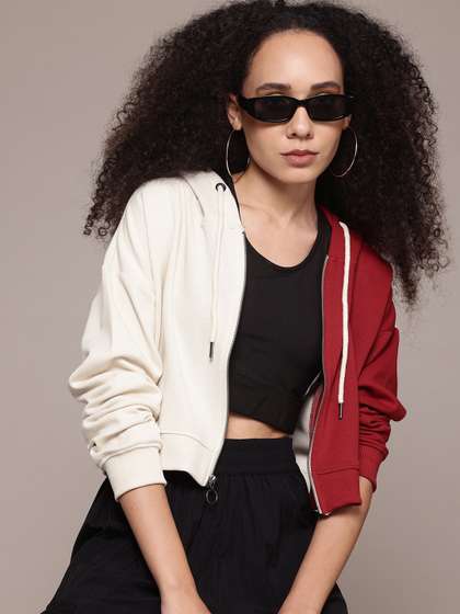 The Roadster
                        Lifestyle Co. Colourblocked Hooded Cropped
                        Sweatshirt