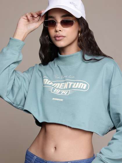The Roadster
                        Lifestyle Co. Printed Raw Hem Crop Sweatshirt
