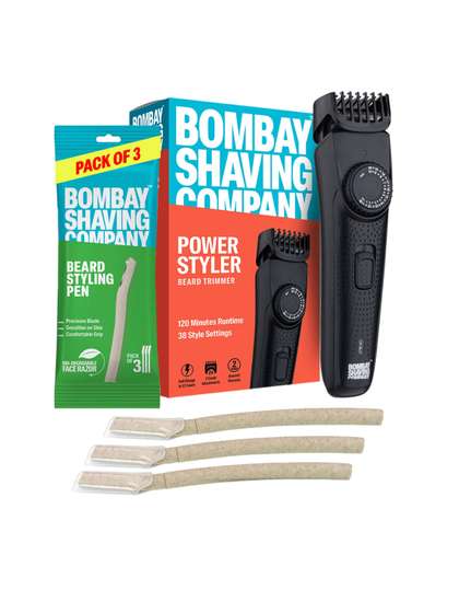Bombay Shaving Company
                    Men Beard Trimmer With 38 length Settings &
                    Beard Styling pen